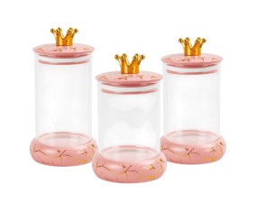 GM305 Pink Marble Toples Permen Kaca 3 Buah